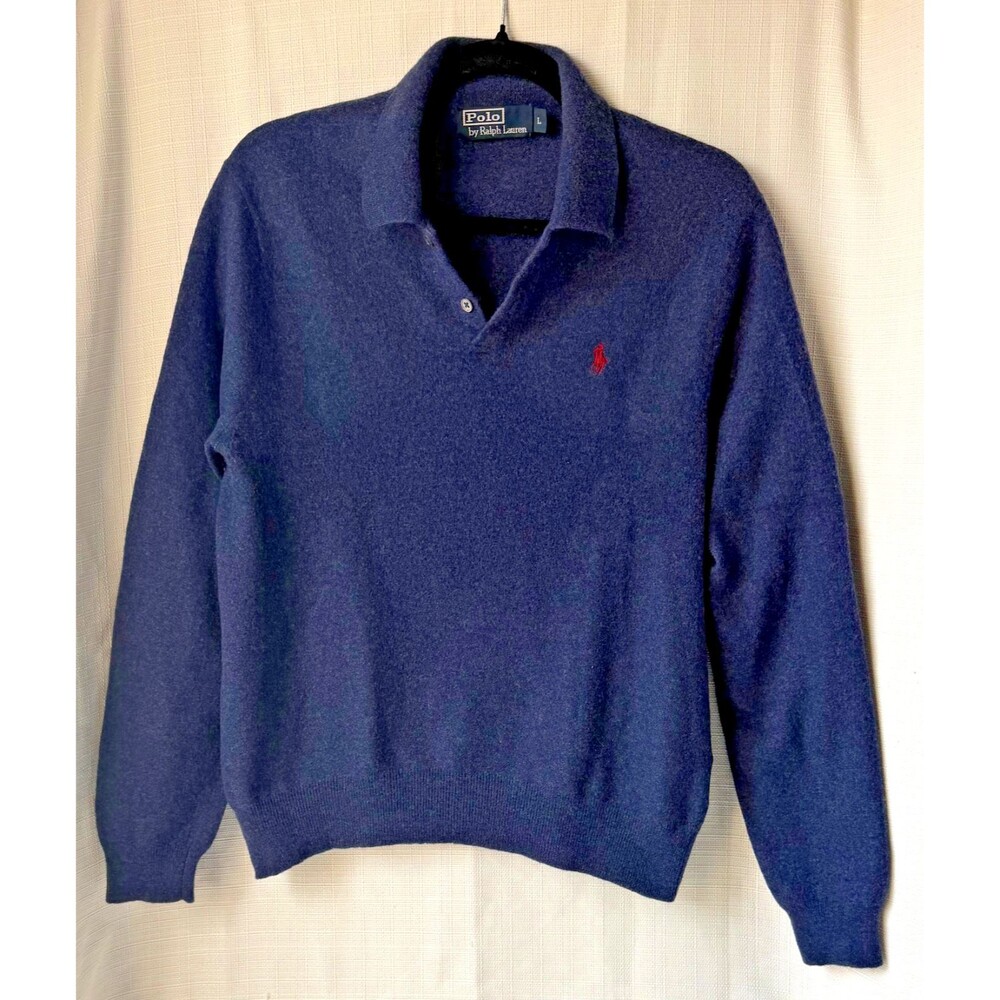 Polo Ralph Lauren Kids Large Merino Wool Sweater Navy Long Sleeve Collared